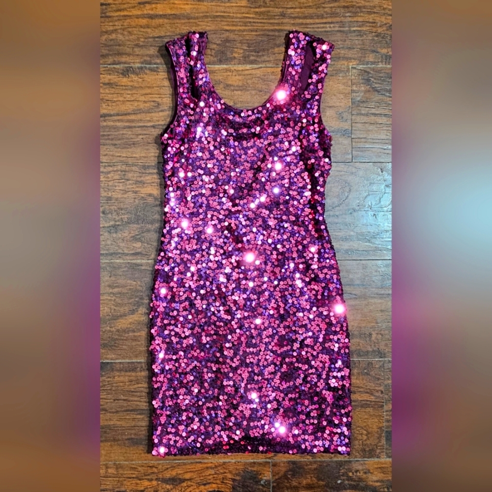 As U Wish Sequin Purple Mini Dress Size Small